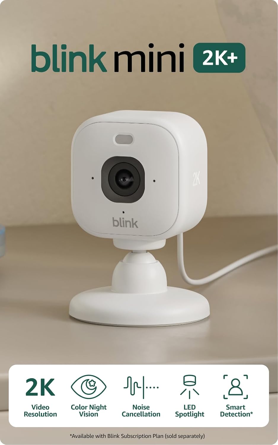 Blink Mini 2K+ (newest model) – Plug-in Home & Pet Indoor Security Camera...