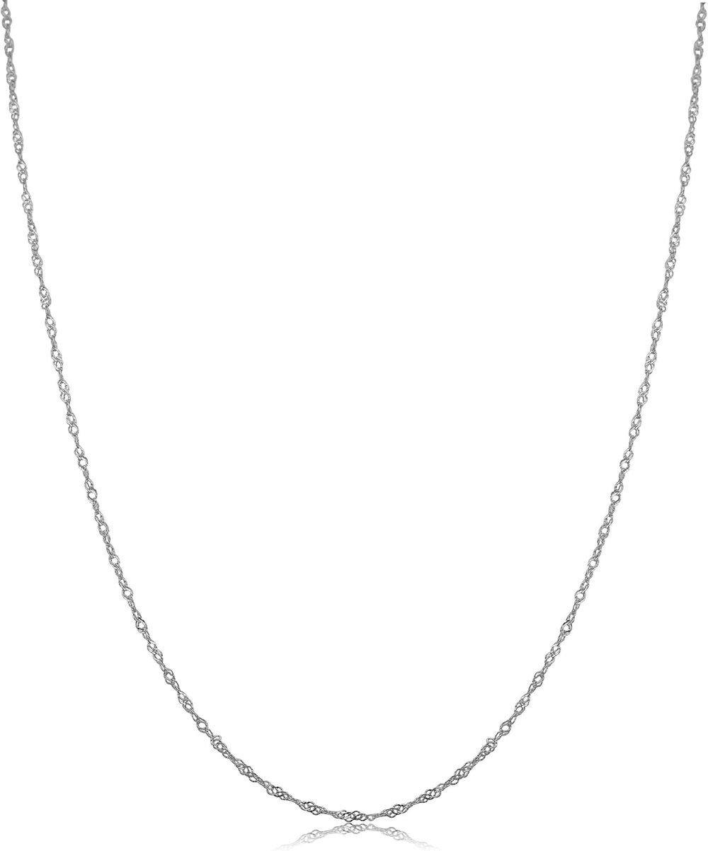 Kooljewelry Solid 14K White Gold Singapore Chain Necklace for Women