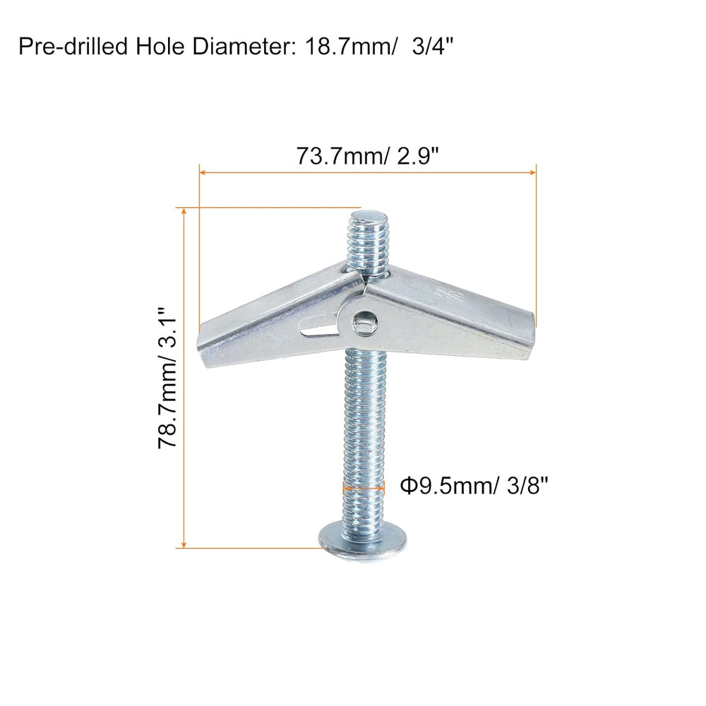 uxcell 20Pcs Spring Toggle Bolt Anchors, 3/8"x3" Butterfly Anchors ...