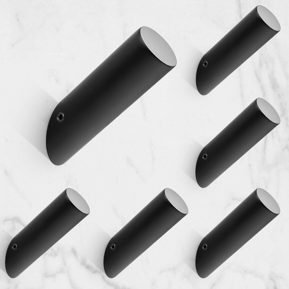 NINETREX Black Wall Hooks, Matte Black Towel Hook, Wall Mounted 6 Pack