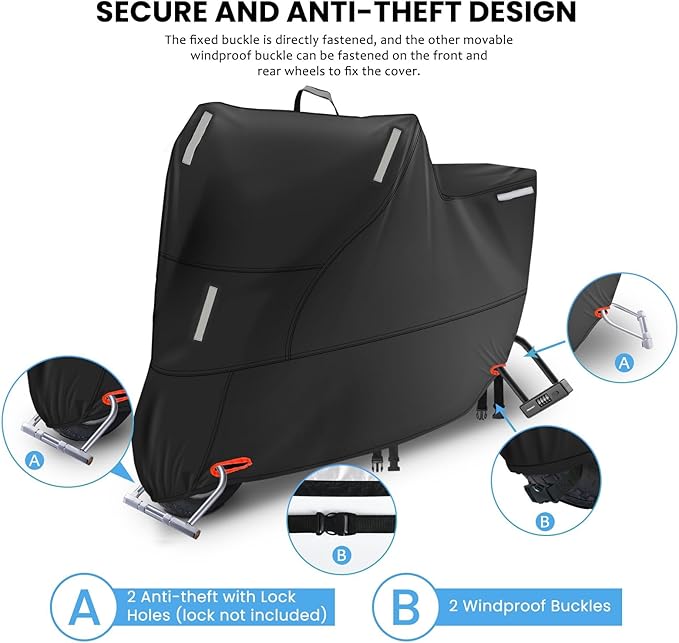 Motorbike Cover for Outside Storage, 300D Oxford Waterproof Motorcycle Scooter