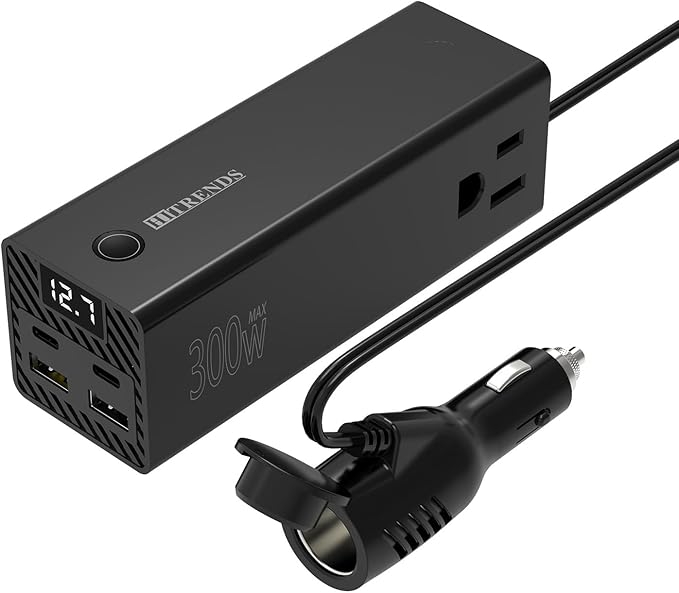 HITRENDS 300W Car Power Inverter, DC 12V to AC 110V