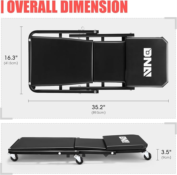 DNA MOTORING 36 Inches Folding 2 in 1 Rolling Z Creeper, Adjustable Roller (6...