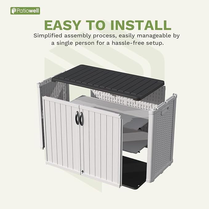 Patiowell 26 Cu.ft Plastic Outdoor Storage Shed w/o Shelf, Lockable Waterproof
