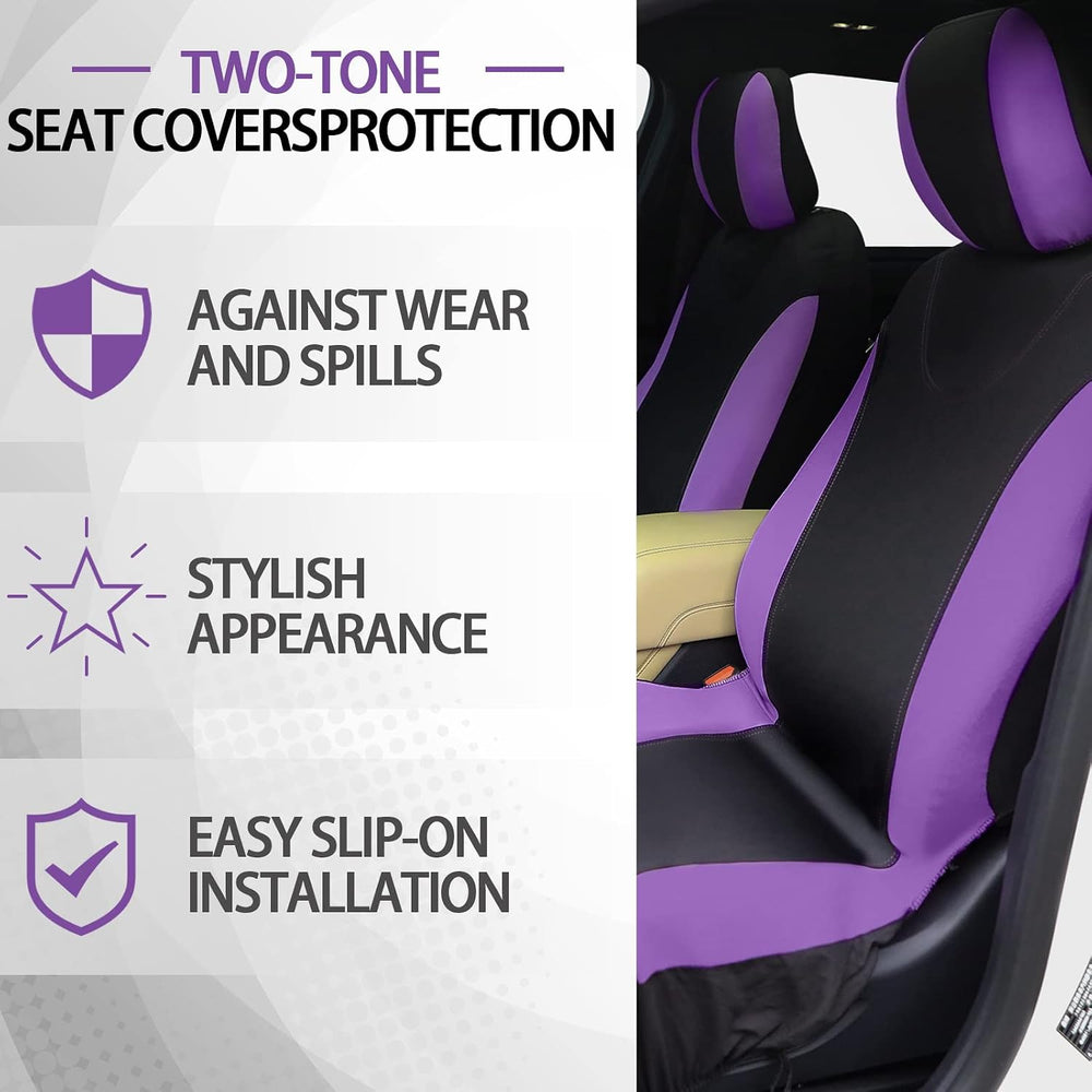 Tallew 17 Pcs Purple Fluffy Car Seat Cover Full Set for Women