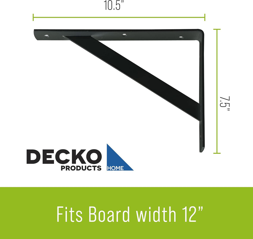 Decko Products 49144-10 Heavy-Duty Shelf Bracket, 10.5-Inch X 7.5-Inch, Black...