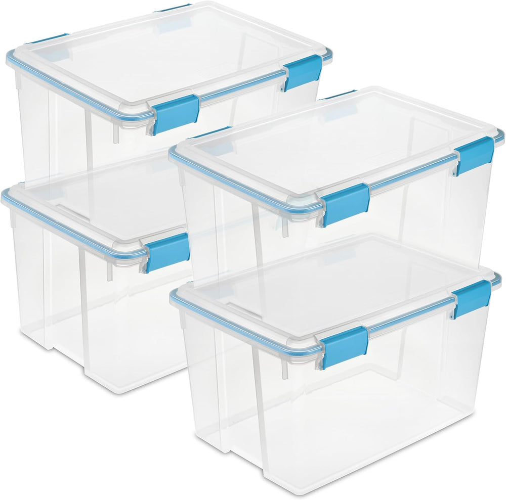 Sterilite 4-Pack 54 Quart Gasket Box, Home Storage Organizer Bins with Lids -...