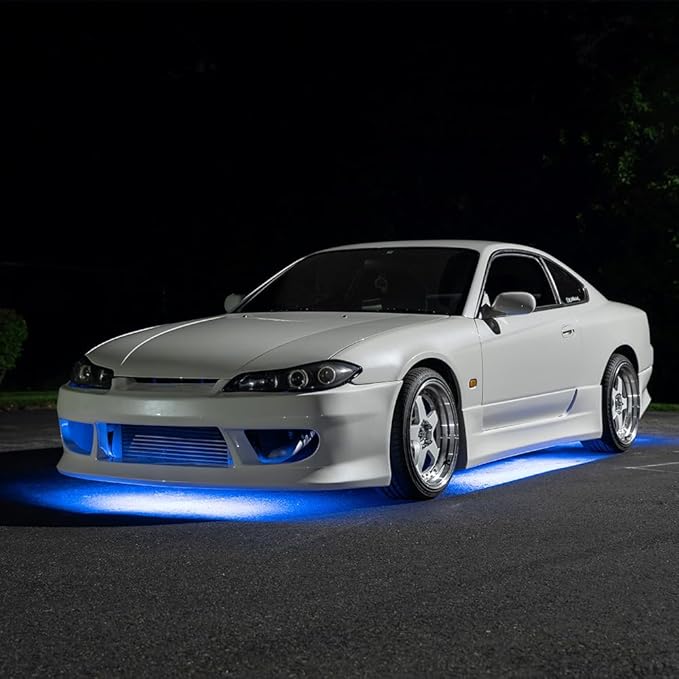 LEDGlow 4pc Blue LED Flexible Car Slimline Underbody Underglow Accent Neon