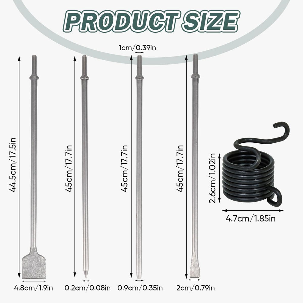 4Pcs Air Hammer Chisel Bits, 17.7 Inch Long Air Flat Chisels, Pneumatic Cold ...