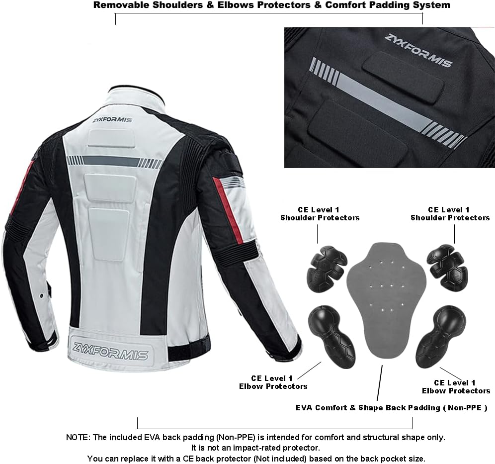 Motorcycle Jacket for Men with Removable CE Armor All Season