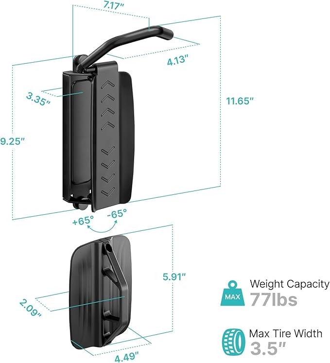 Bike Rack Garage, Bike Wall Mount Heavy Duty, Holds 77 Lbs, Swivel Bike Hange...