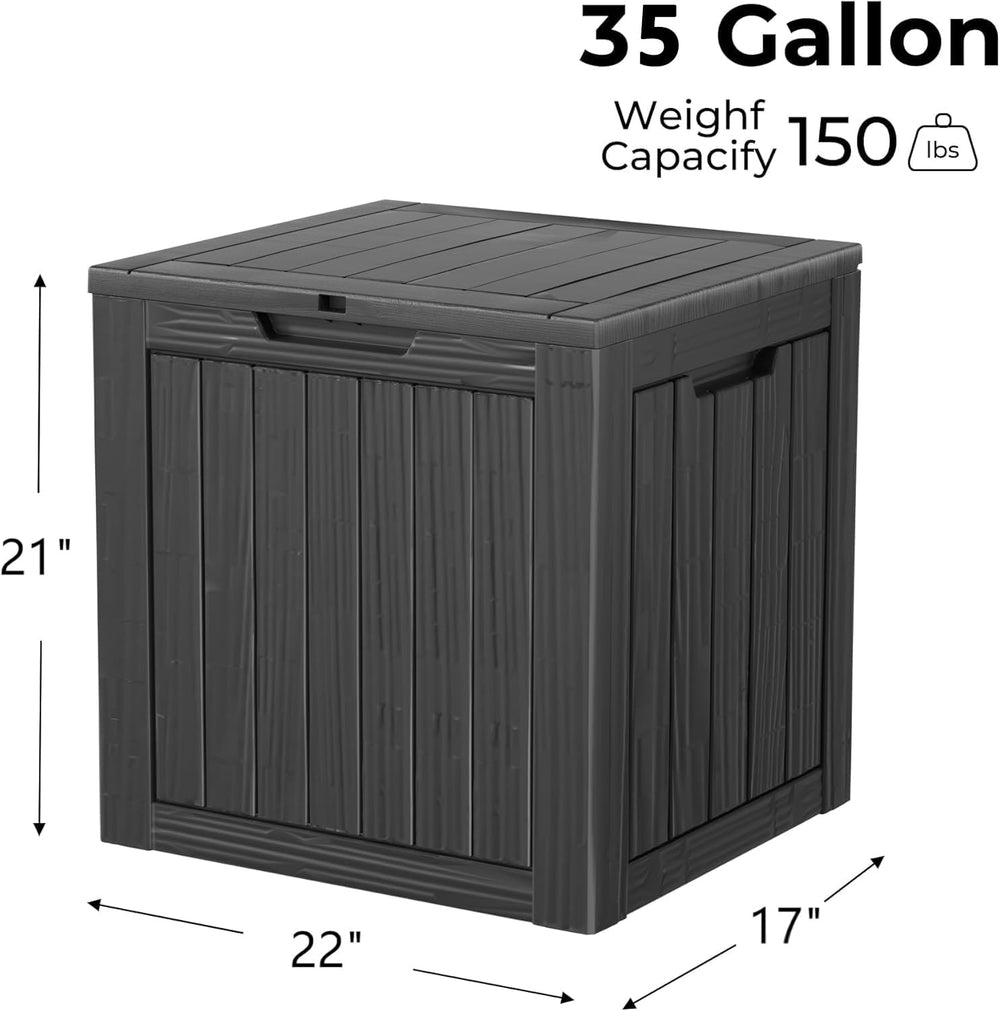 TARKARI 35 Gallon Outdoor Storage Box Waterproof, Resin Deck Boxes with Locka...