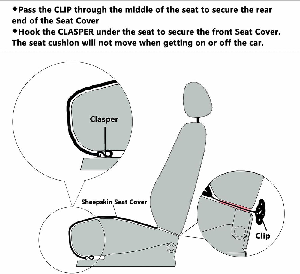 OGLAND Genuine Sheepskin Car Seat Cover for Fuzzy Soft Fur Wool Cushion