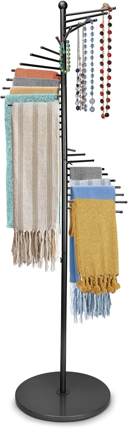 Scarf Rack Freestanding Metal Scarf Display Stand Spiral Hijab Organizer