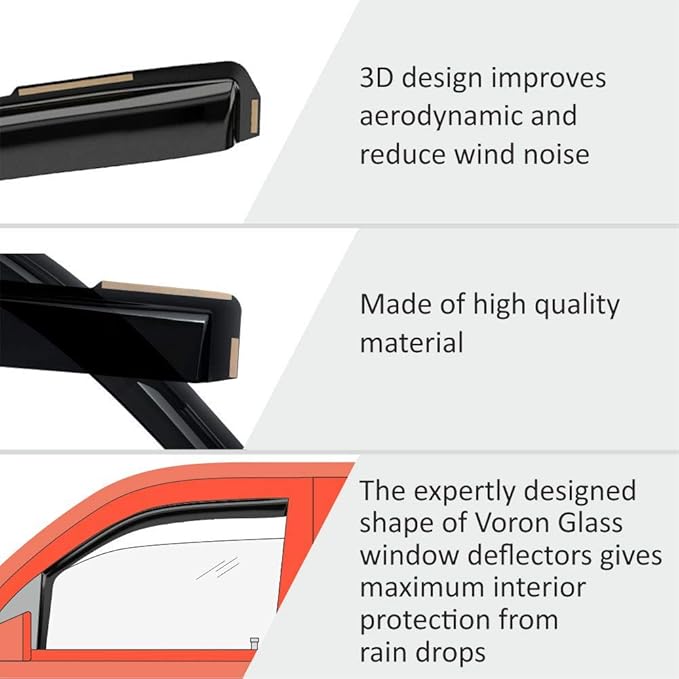 Voron Glass in-Channel Extra Durable Rain Guards (4 Pieces)