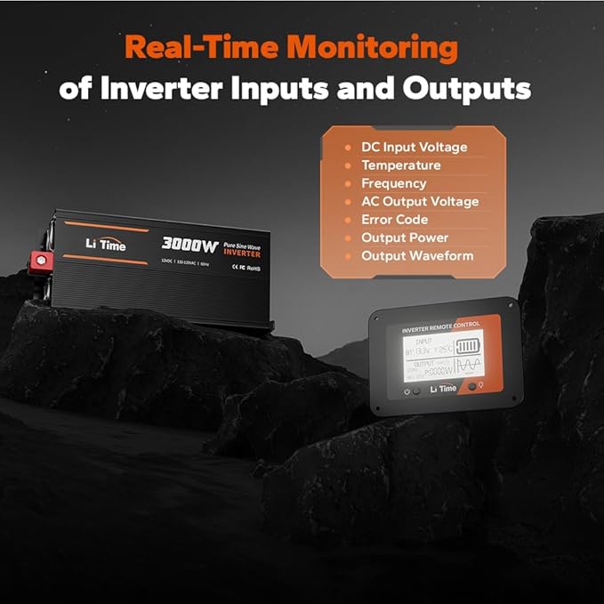 LiTime 3000W Pure Sine Wave Inverter 12V DC to 120V AC Converter