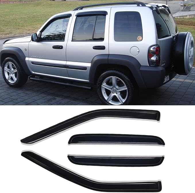 94428 Side Window Wind Vent Deflector, Dark Smoke Tint Window Visor fit