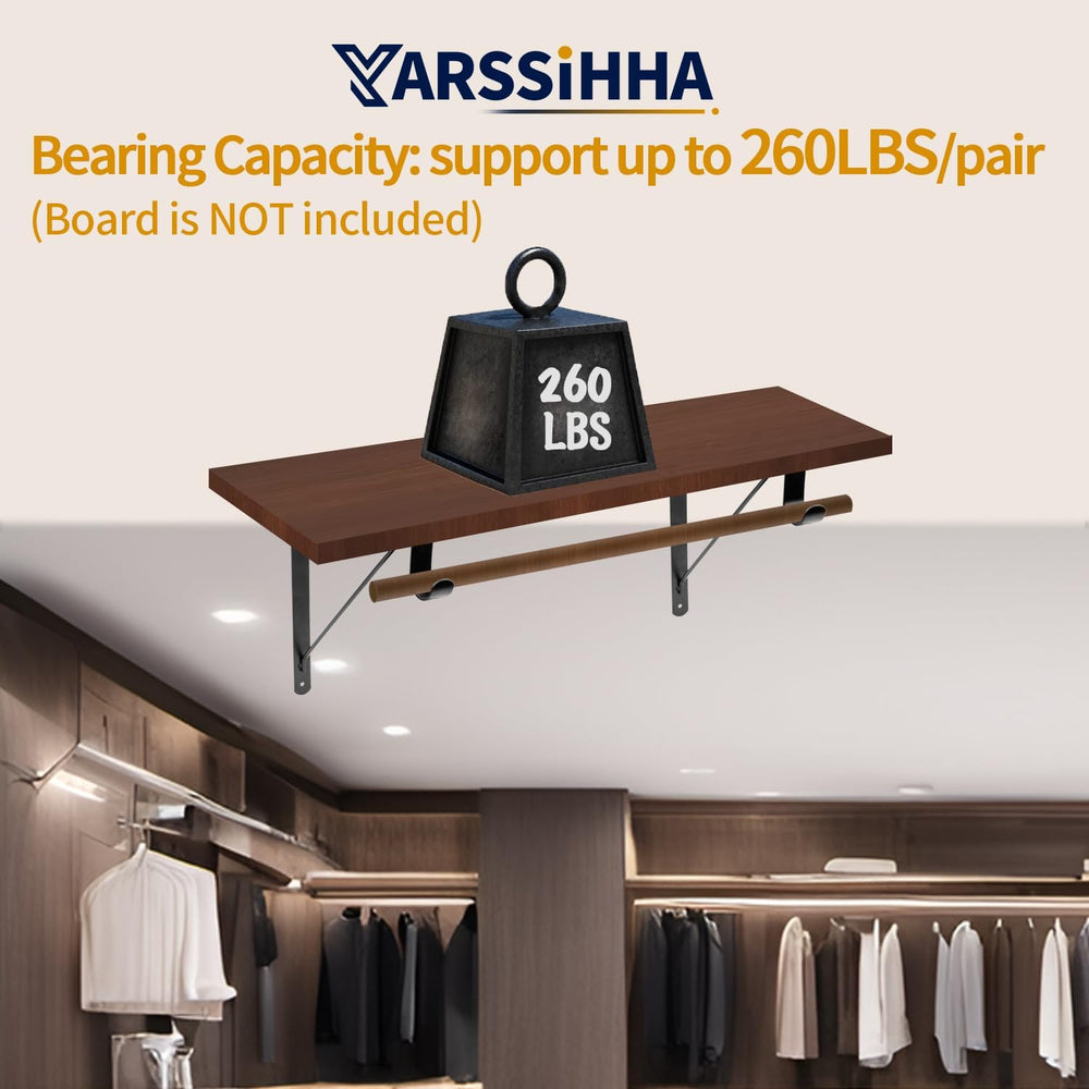 Yarssihha 6 Pack Closet Rod Bracket, 12 x 10.4 Inch Wall Mounted Closet Shelf...