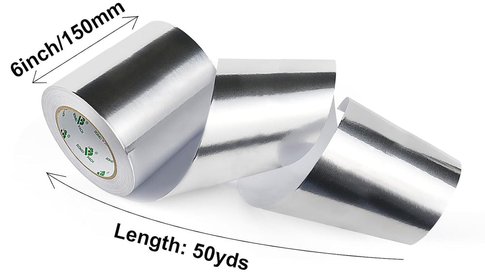 BOMEI PACK Aluminum Foil Tape, 6 Inch x 50 Yards Heavy Duty Metal Foil Tape, ...