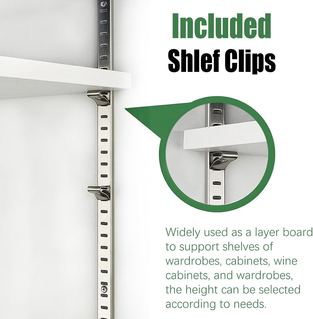 8 Pcs 36 Inch Shelf Pilaster with 40 Clips and 72 Screws, Adjustable Shelf Br...