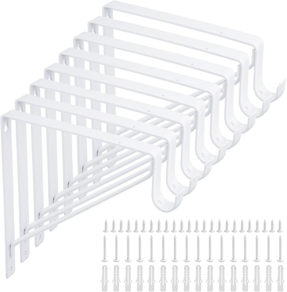 8 Pack Heavy Duty Closet Rod Bracket 11”x11” Closet Shelf & Rod Brackets,...