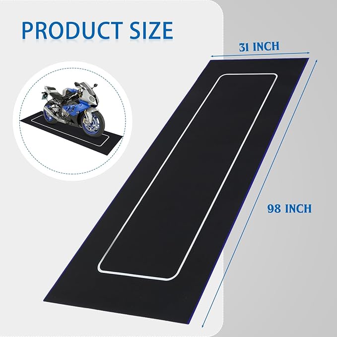Motorcycle Mat 98 x 31 Inch Garage Floor Rug Washable Parking Mats