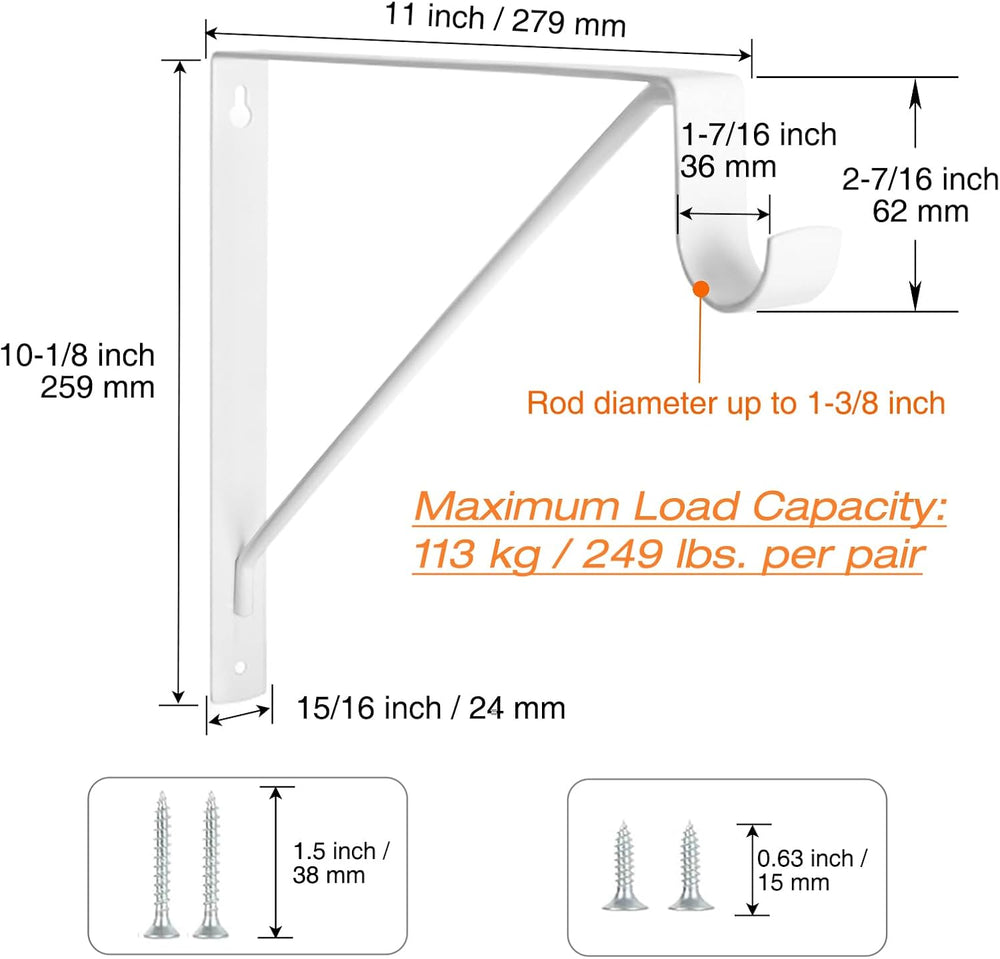 8 Pack Heavy Duty Closet Shelf & Rod Brackets, Wall Mounted Closet Shelf ...