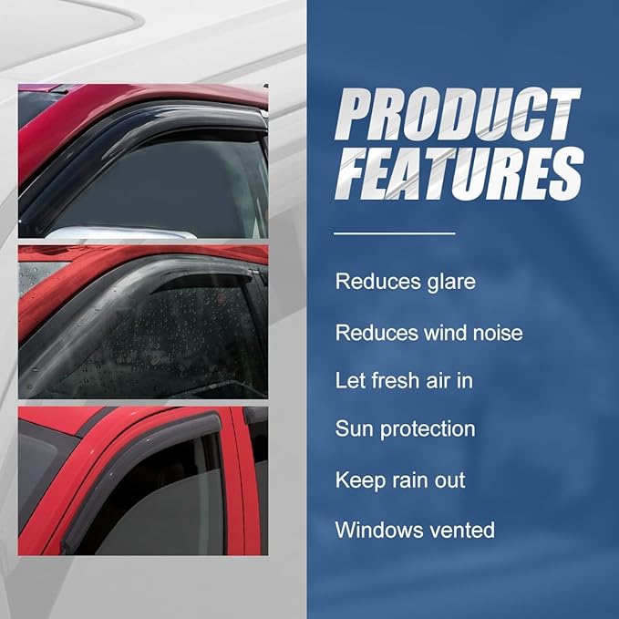 Auto Dynasty Set of 4 Carbon Fiber Pattern Window Visors Compatible