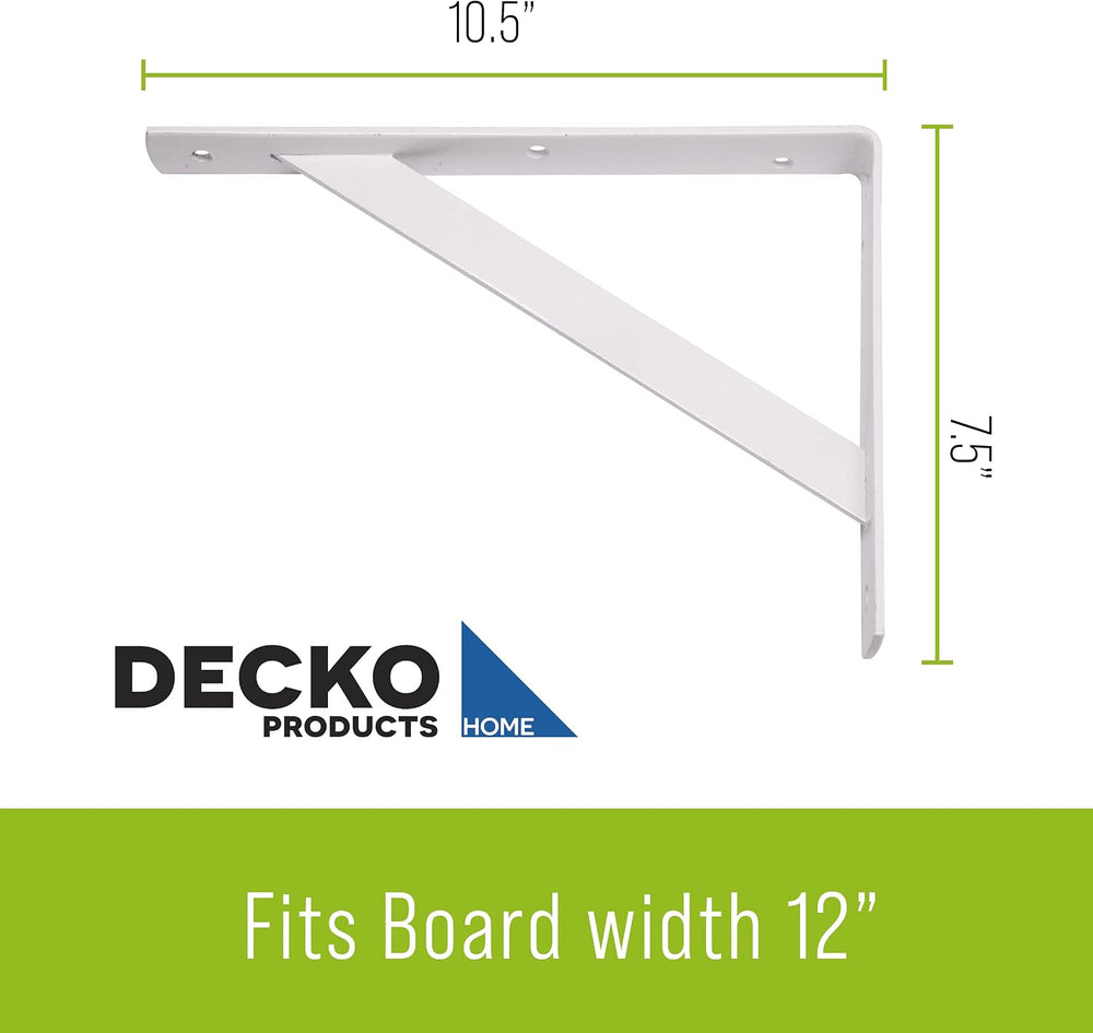 Decko Products 49143-10 Heavy-Duty Shelf Bracket, 10.5-Inch X 7.5-Inch, White...