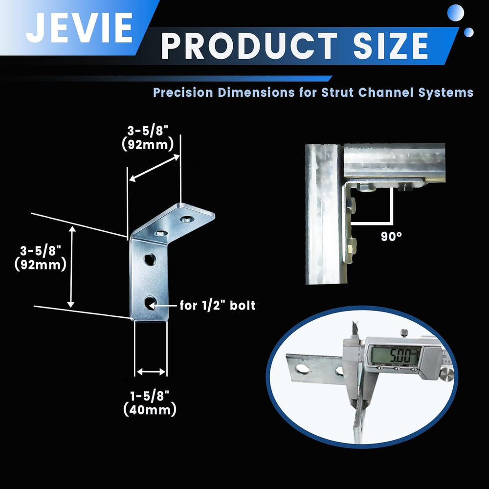 Heavy Duty 4-Hole L Angle Bracket for 1-5/8” Strut Channel, 90 Degree Steel C...