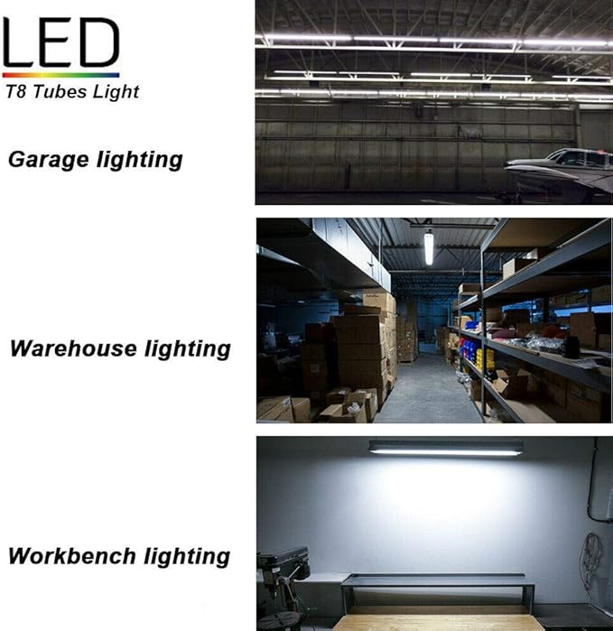 20 Pack, 8FT LED Shop Light Fixture, 144W 15500LM 6000K Cool White, High Output