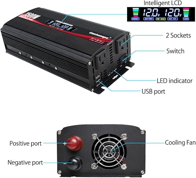 1500W Power Inverter 12V to 110V/120V Car Charger Converter