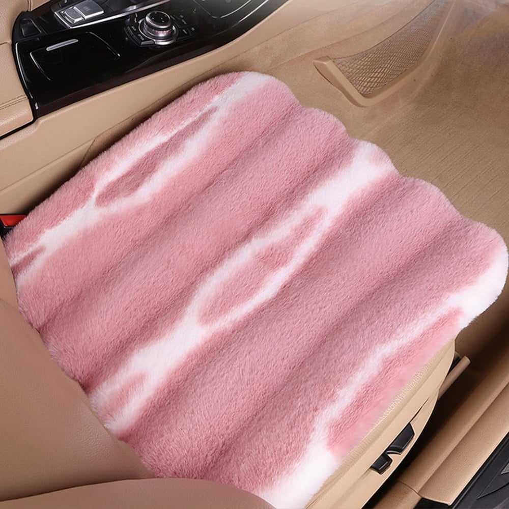 Faux Sheepskin Car Seat Cover, Thin Fluffy Cute Pink Fur Car Seat Cover Full ...