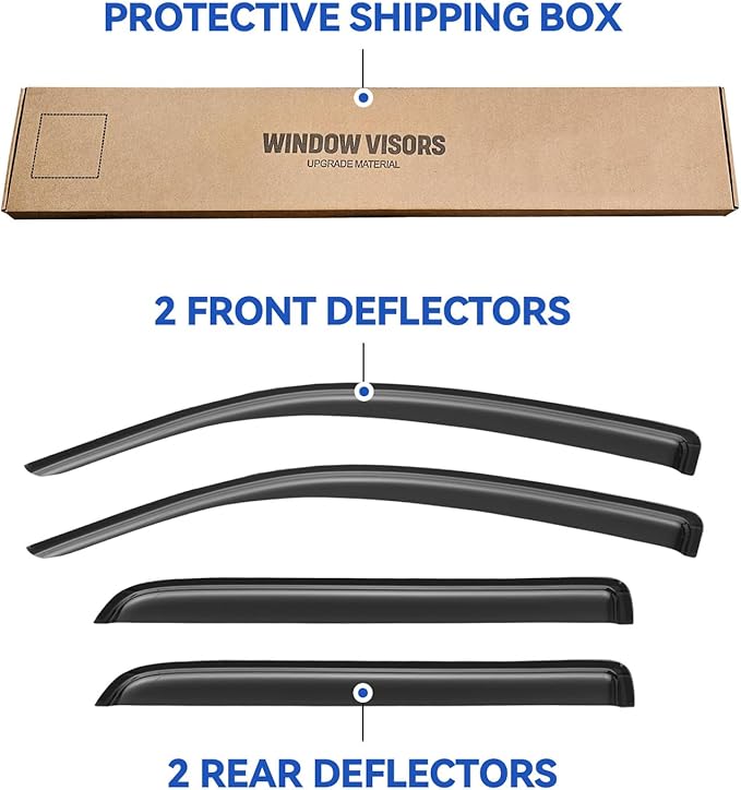Window Visors Rain Guards for 2008-2022 Toyota Sequoia, Out-Channel Window Vent