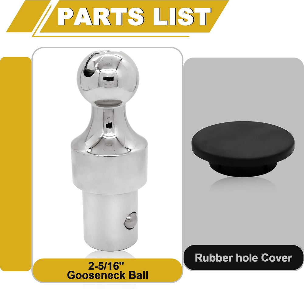 2-5/16 Inch Puck System Gooseneck Hitch Ball, Compatible with 2013-2026 Ford ...