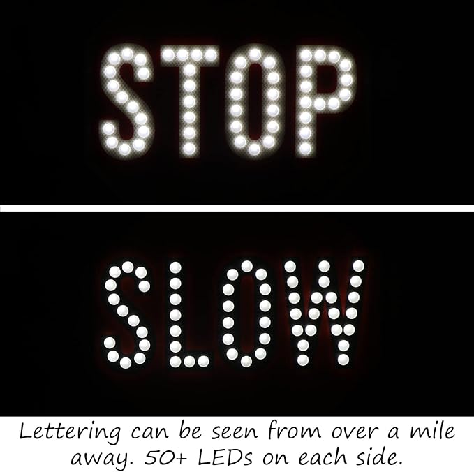 SmartSign 24" LED Stop/Slow Paddle, Rechargeable Battery & Charger, ...