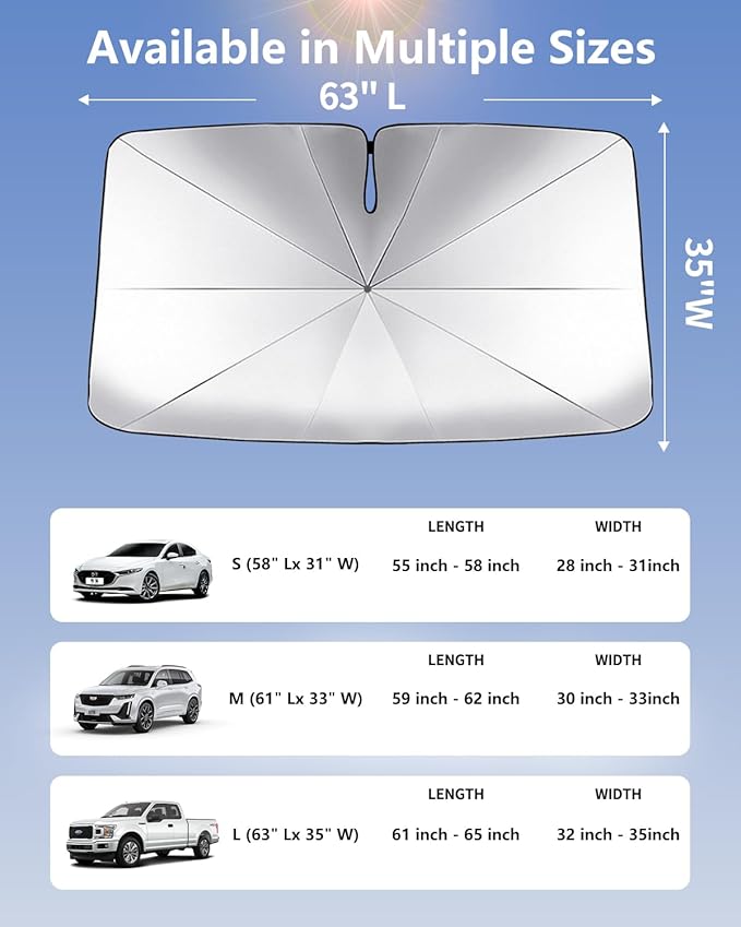 Car Windshield Sun Shade-Sun Ray Reflective Front Window Cover, Foldable Car