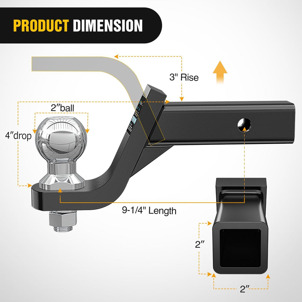 Nilight Trailer Hitch Ball Mount Fits 2" Receiver with 2" Ball 4&qu...