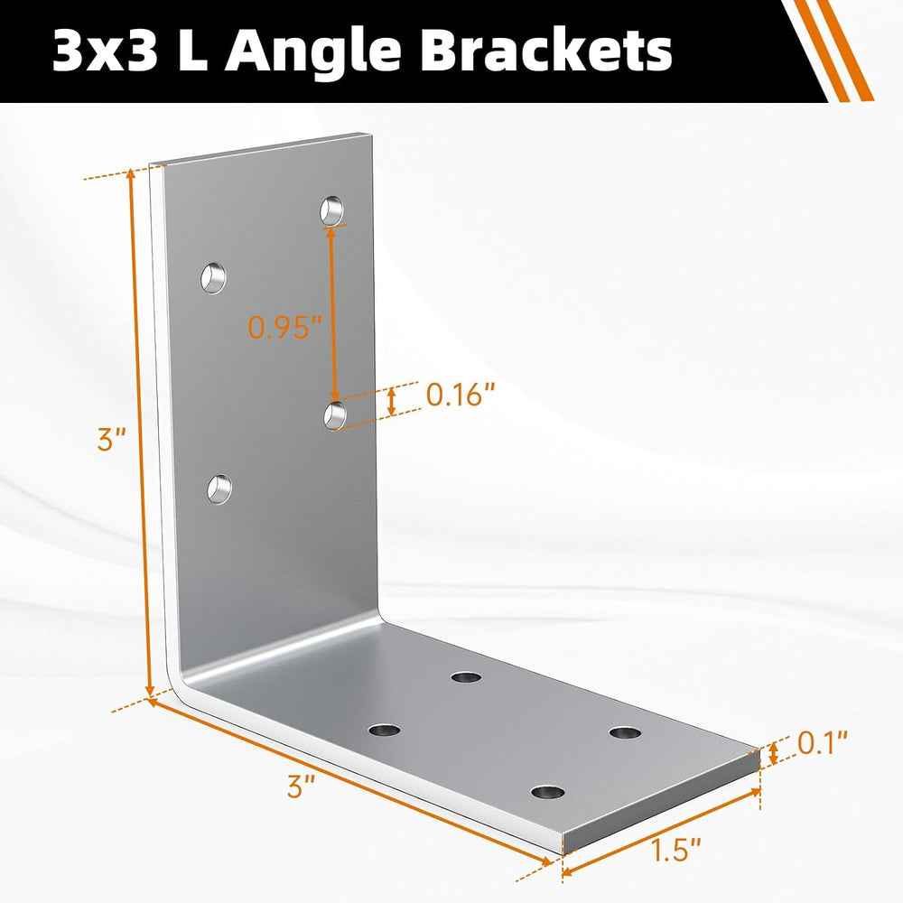 3"x3"x1.5" Steel Angle Bracket, 90 Degree L Corner Brace