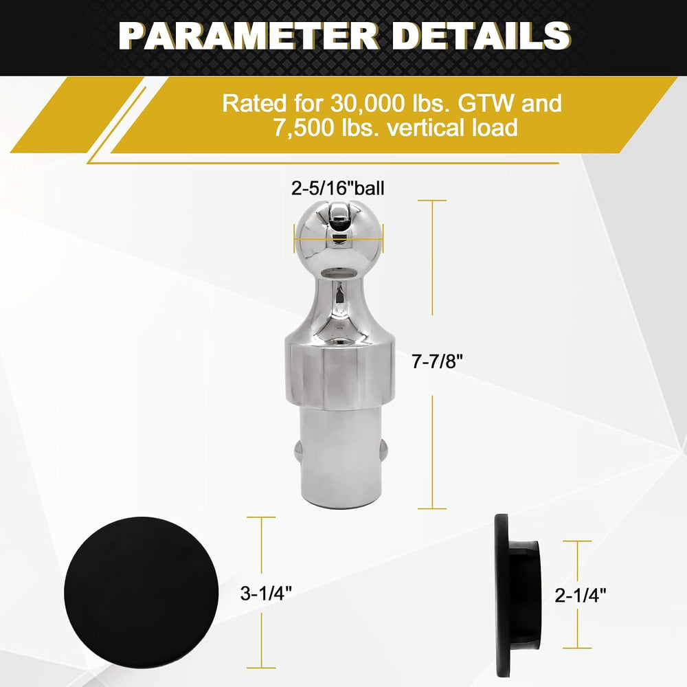 2-5/16 Inch Puck System Gooseneck Hitch Ball, Compatible with 2013-2026 Ford ...