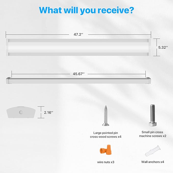 HYPERLITE 4FT LED Wraparound Light 6600LM, 60W/50W/40W, 4000K LED Shop Lights