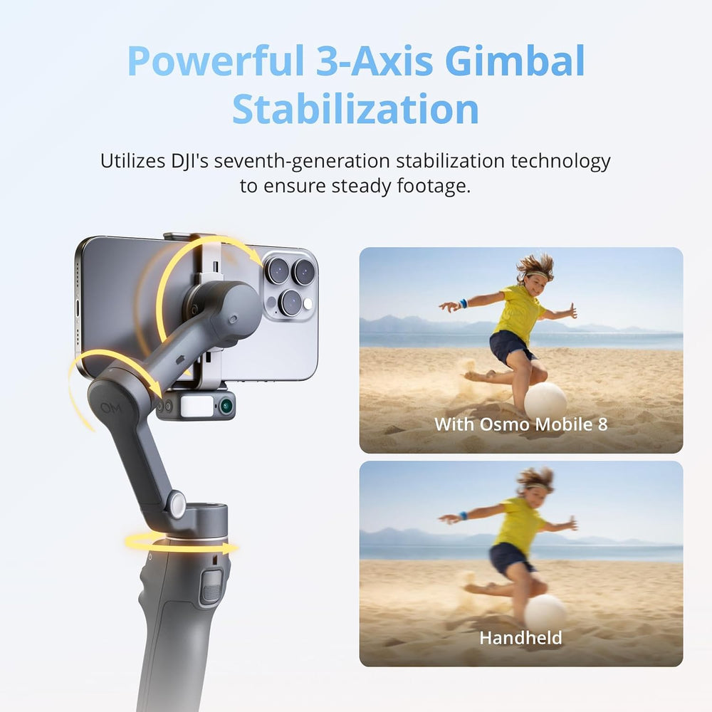DJI Osmo Mobile 8 Gimbal Stabilizer for Phone, 3-Axis Stabilization