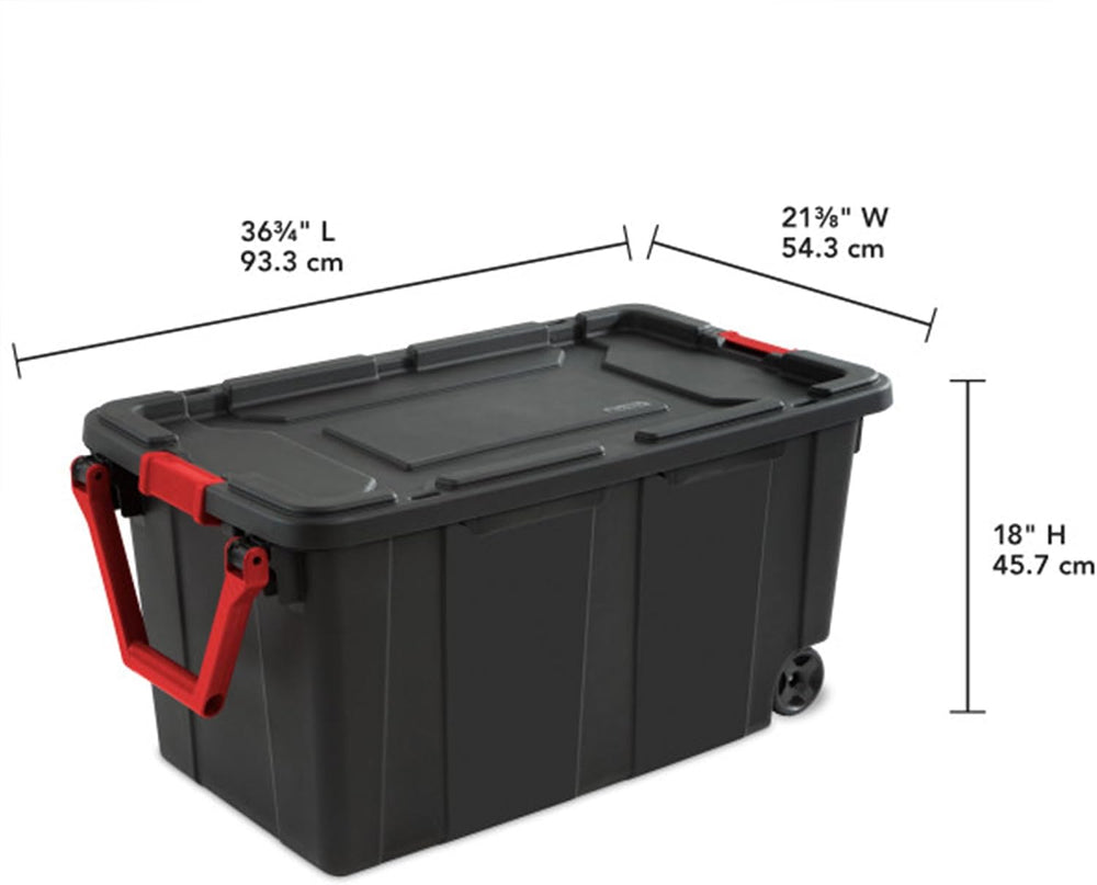 Sterilite Industrial Storage Tote w/Wheels for Garage, 40 Gallon, 4-Pack