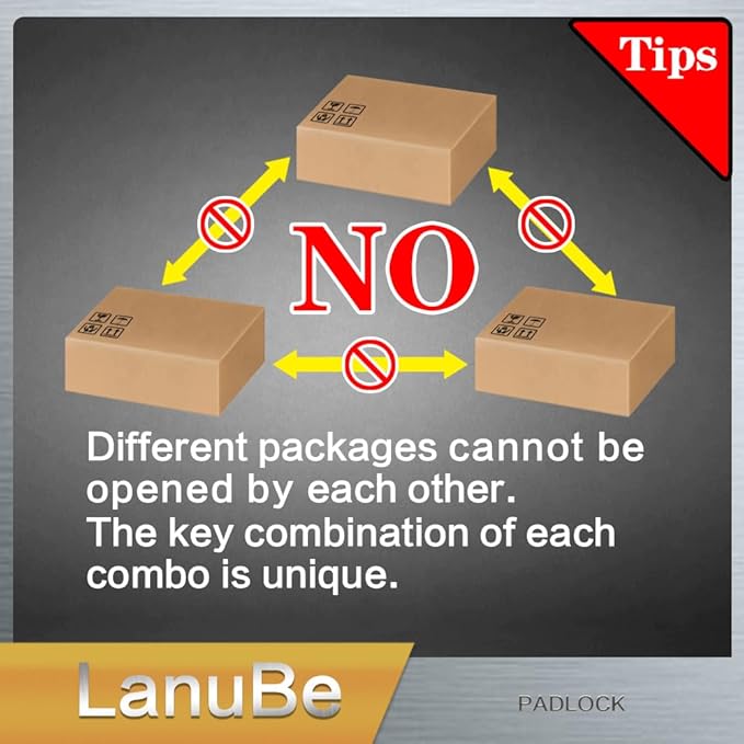 LanuBe Lock Laminated keyed Padlock, keyed Alike Locks, Long Shackle, Marked ...