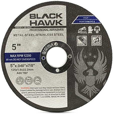 BHA Metal and Stainless Steel Thin Cut Off Wheels for Angle Grinders, 5” x .0...