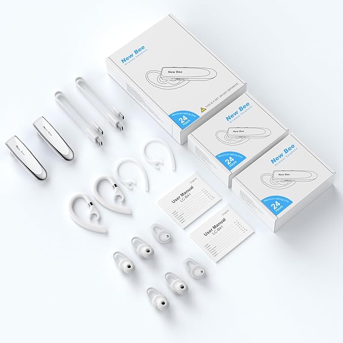 New bee Bluetooth Earpiece V5.0 Wireless Handsfree Headset 24 Hrs Driving 60 ...