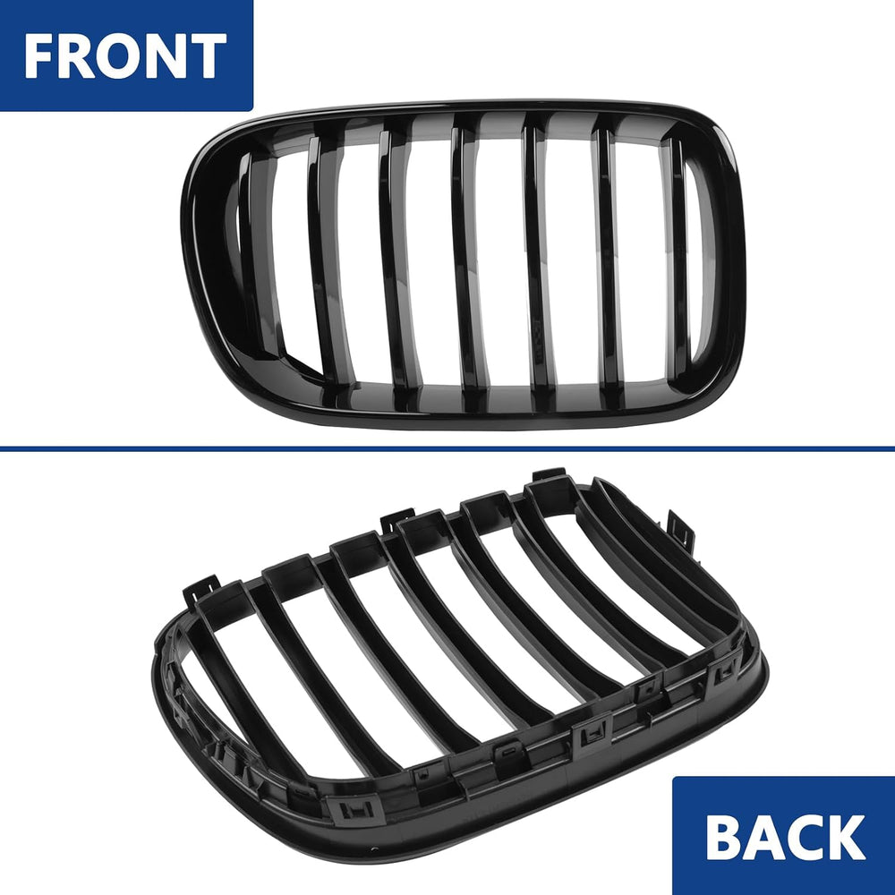 F25 Grill, Single Slat Gloss Black Kidney Grille,ABS Plastic,2pcs | Direct Sn...