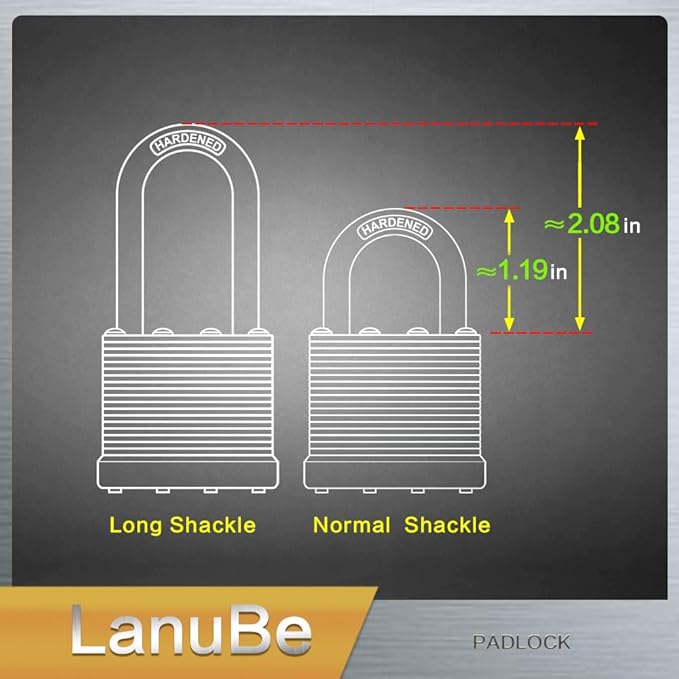 LanuBe Lock Laminated keyed Padlock, keyed Alike Locks, Normal Shackle (12 Pack)