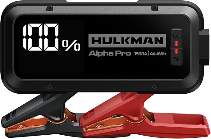 Hulkman Alpha Pro Solid Black, 1500A 44.4Wh Car Jump Starter Portable,