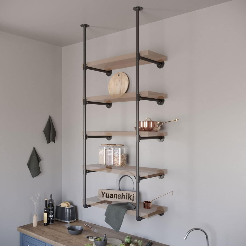 Yuanshikj 70" Tall,12" deep,3/4", Industrial Iron Pipe Shelves...